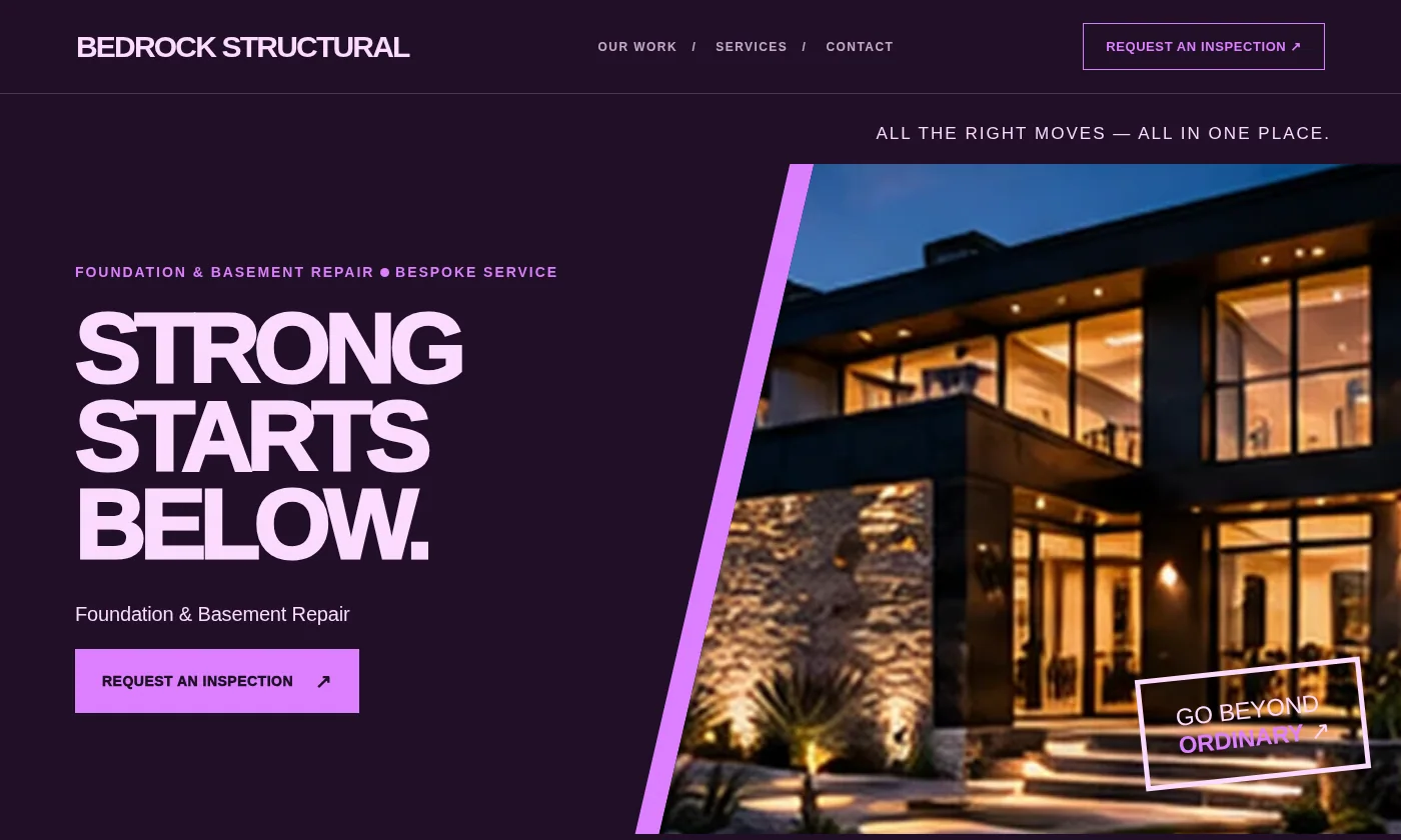 Bedrock Structural website design concept