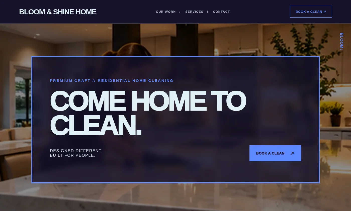 Bloom & Shine Home website design concept