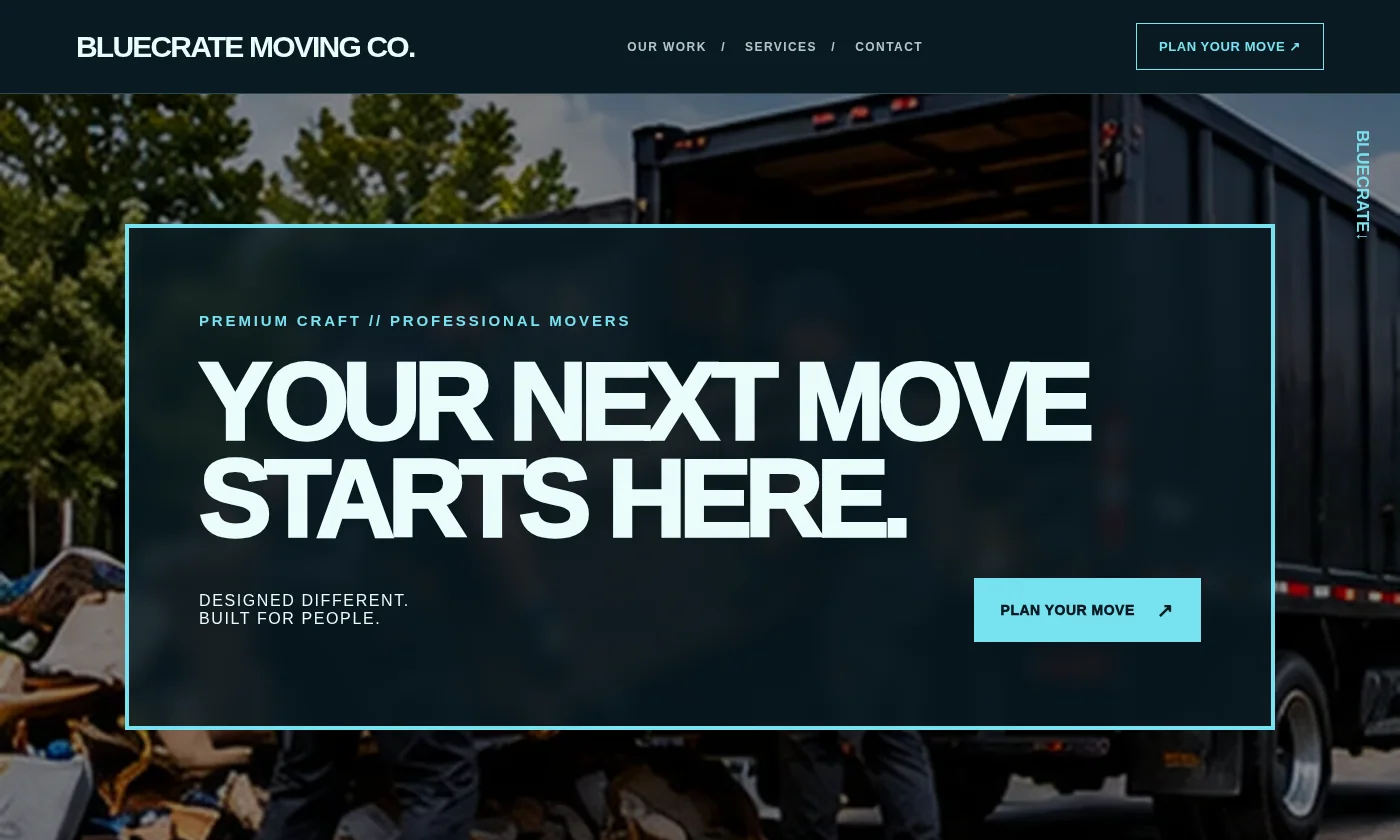 BlueCrate Moving Co. website design concept