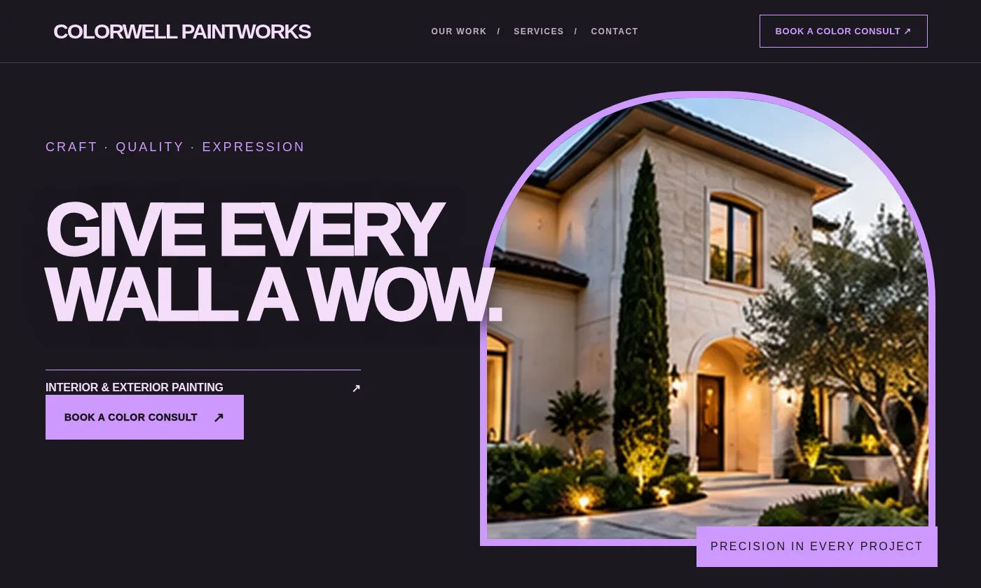 Colorwell Paintworks website design concept