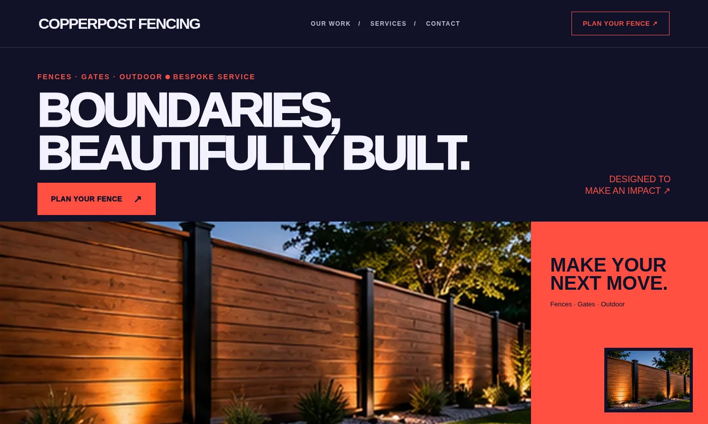Copperpost Fencing website design concept