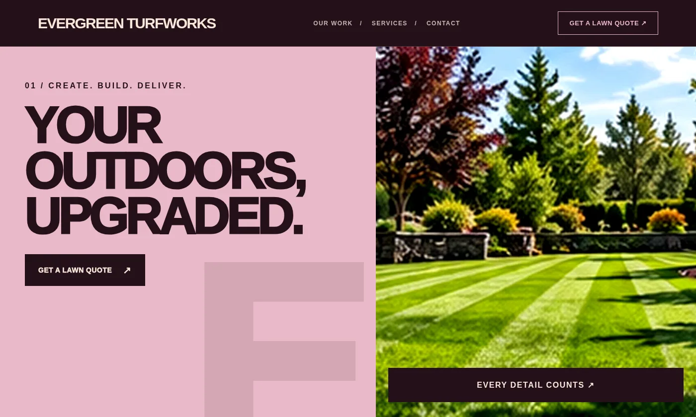 Evergreen Turfworks website design concept