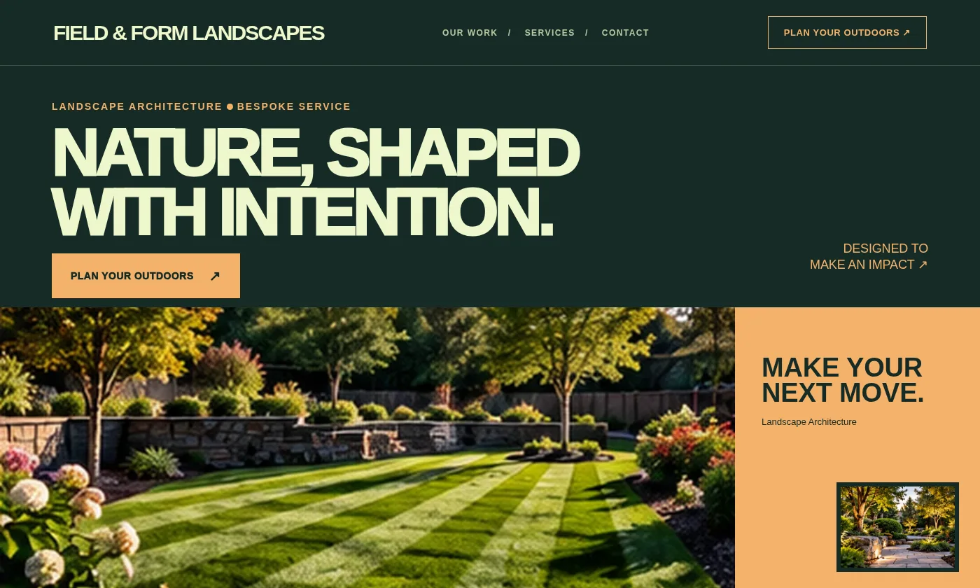 Field & Form Landscapes website design concept