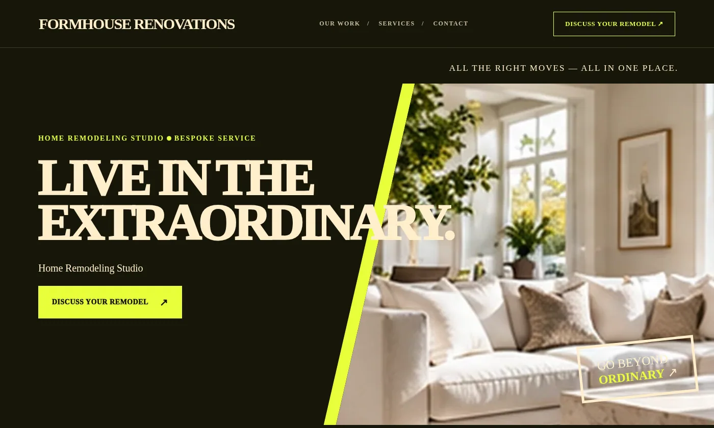 Formhouse Renovations website design concept
