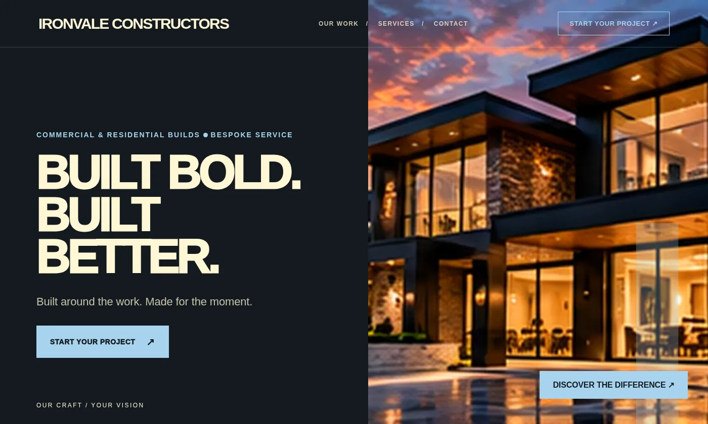 Ironvale Constructors website design concept