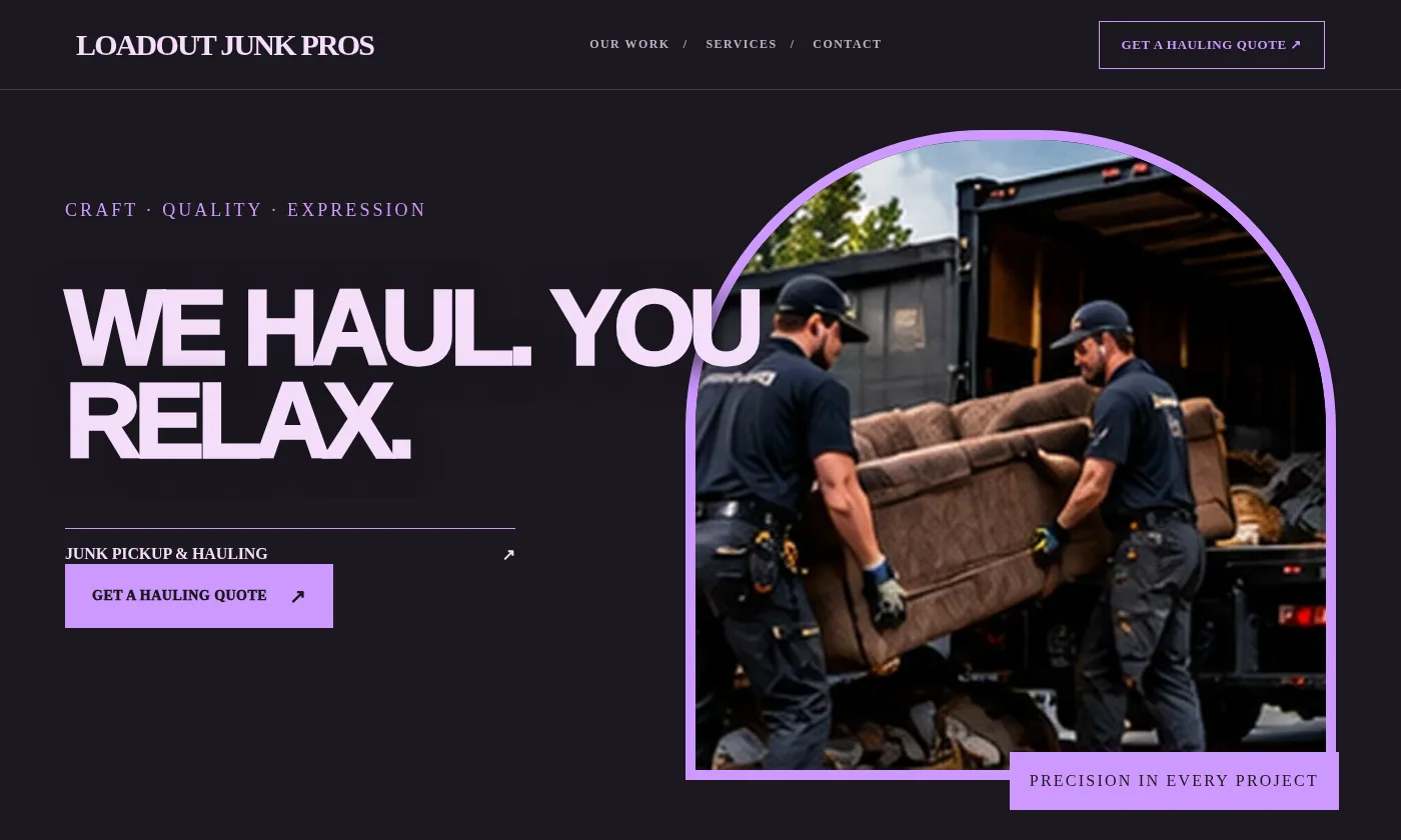 Loadout Junk Pros website design concept