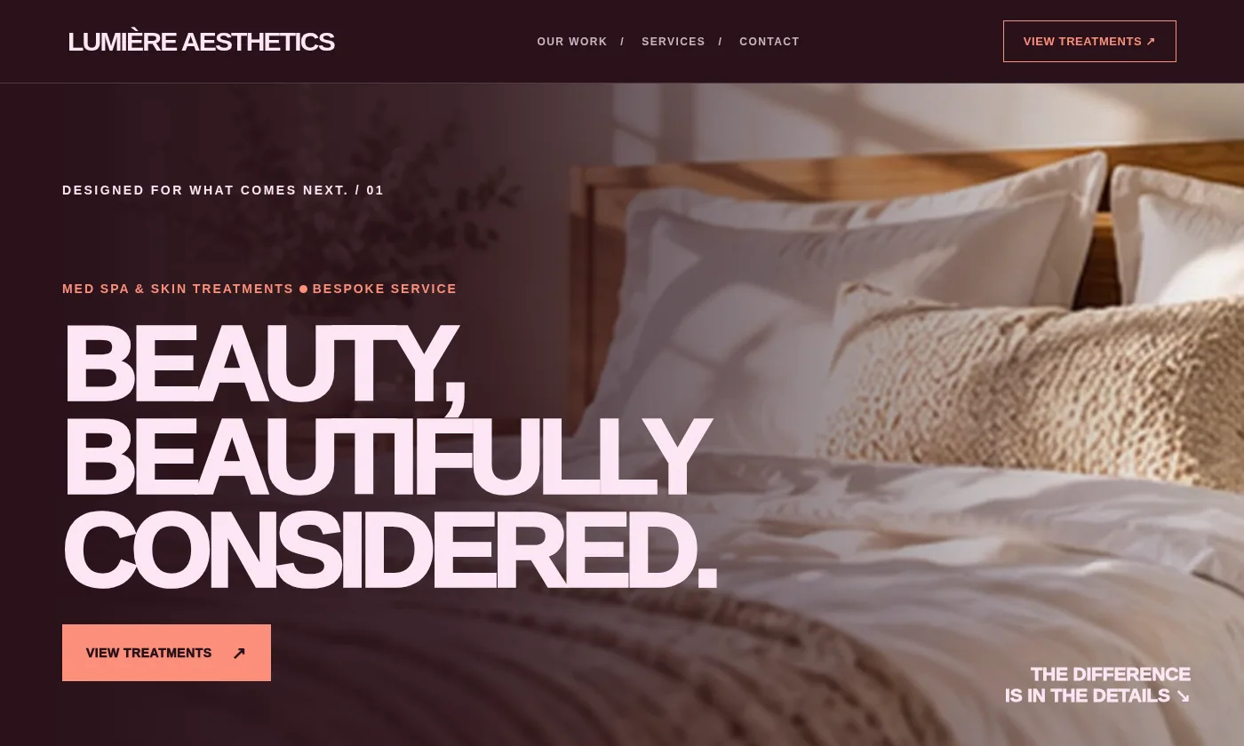 Lumière Aesthetics website design concept