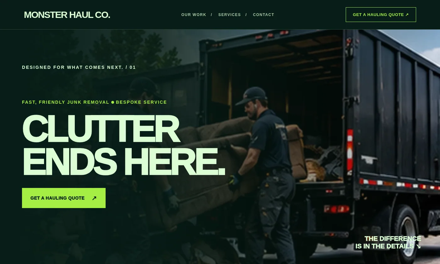 Monster Haul Co. website design concept