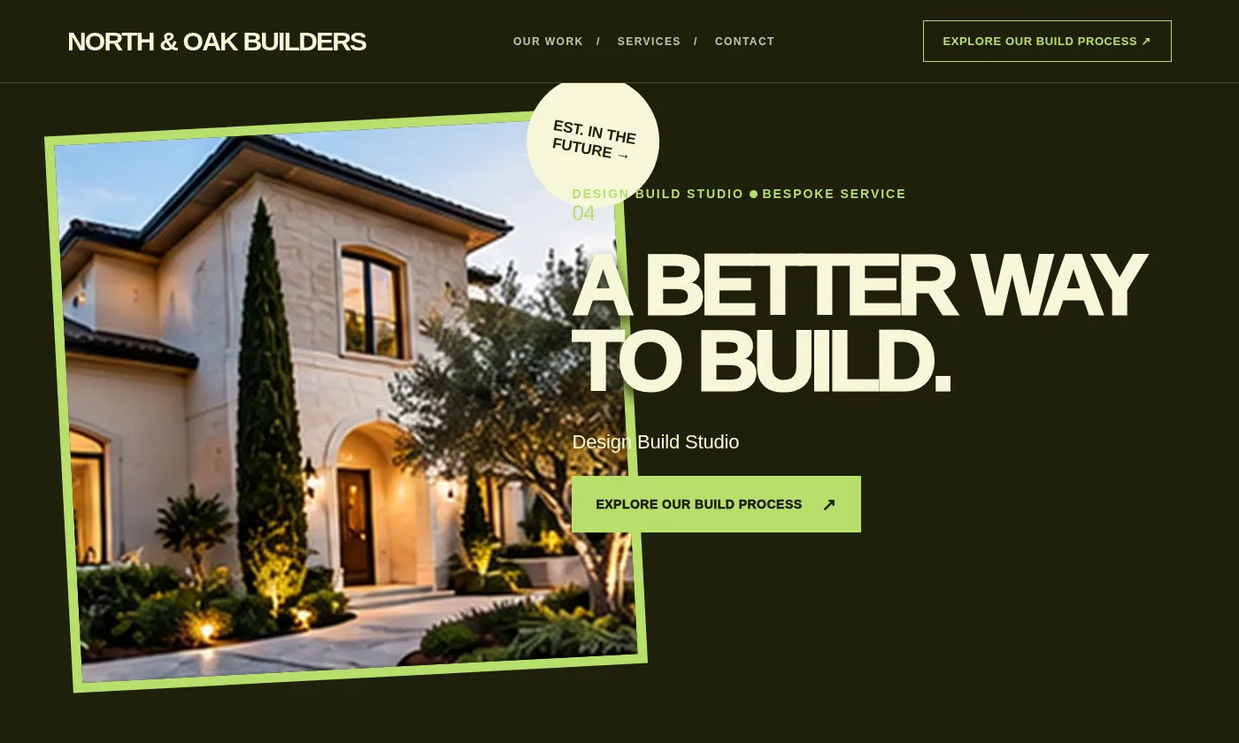 North & Oak Builders website design concept