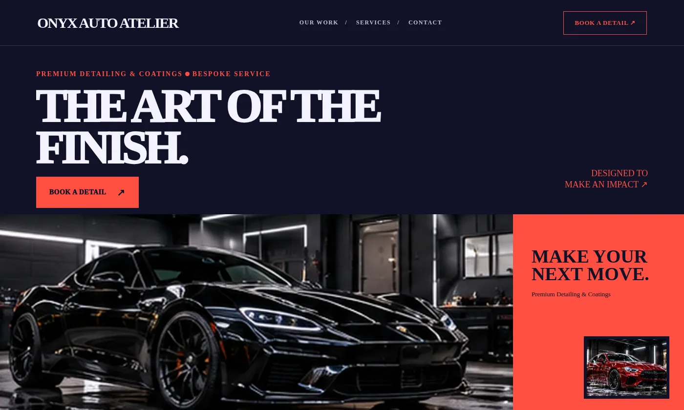 Onyx Auto Atelier website design concept