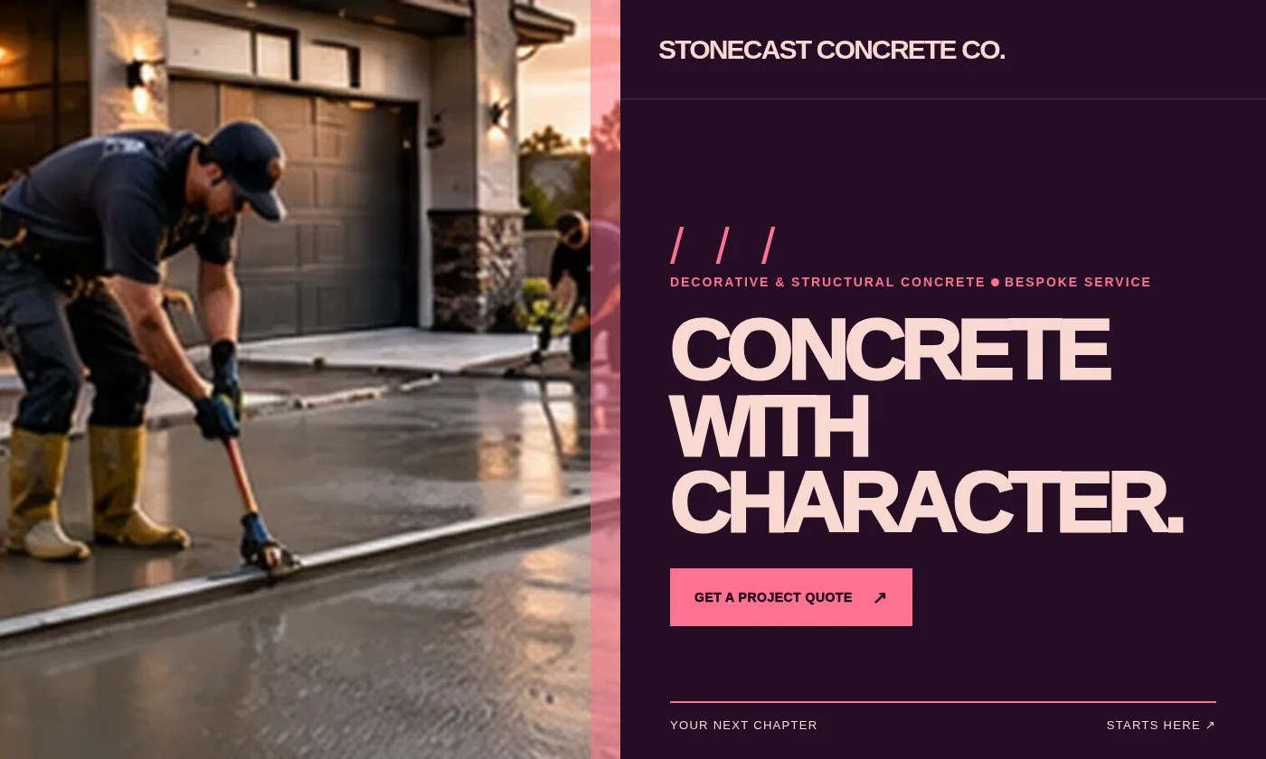 Stonecast Concrete Co. website design concept