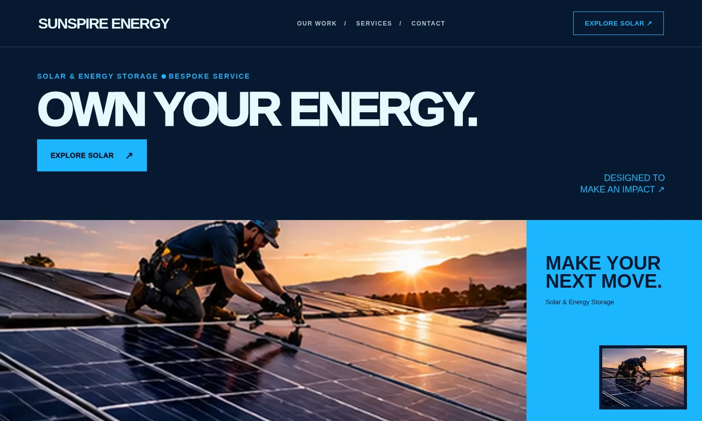 Sunspire Energy website design concept