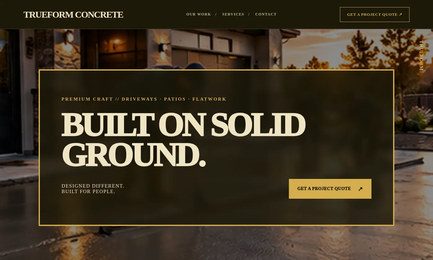Trueform Concrete website design concept