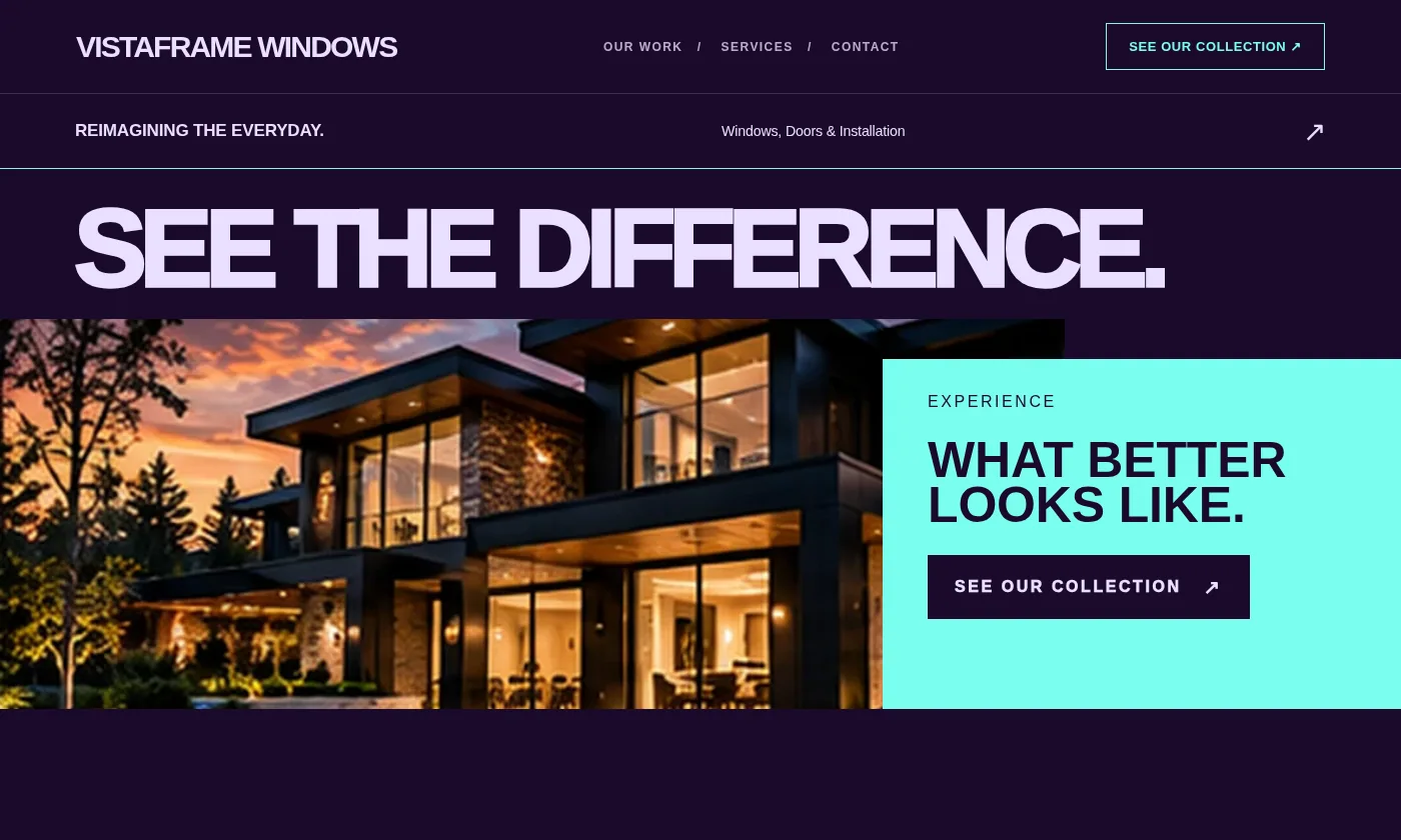 VistaFrame Windows website design concept