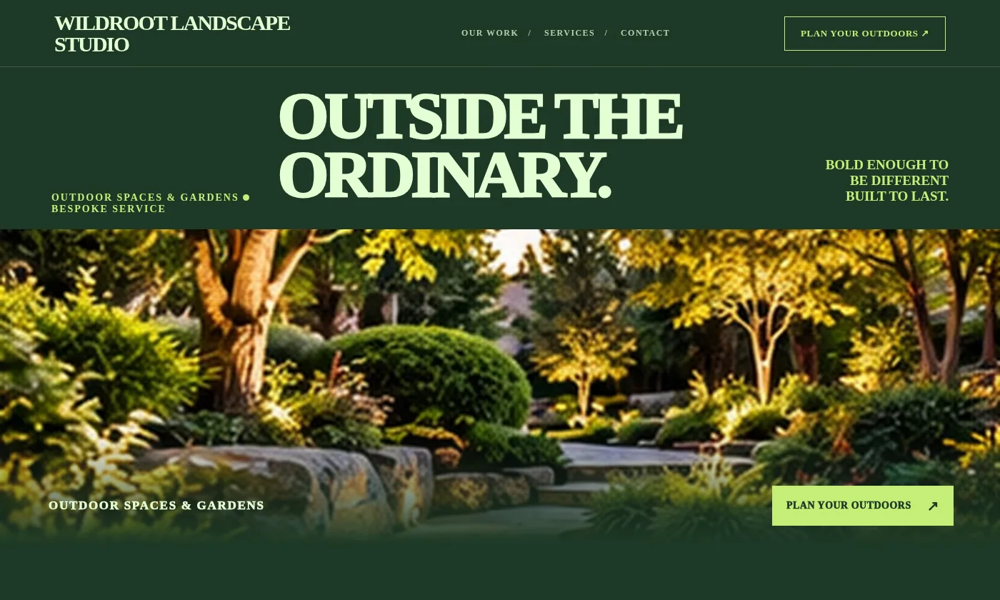 Wildroot Landscape Studio website design concept
